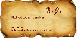 Nikolics Janka névjegykártya